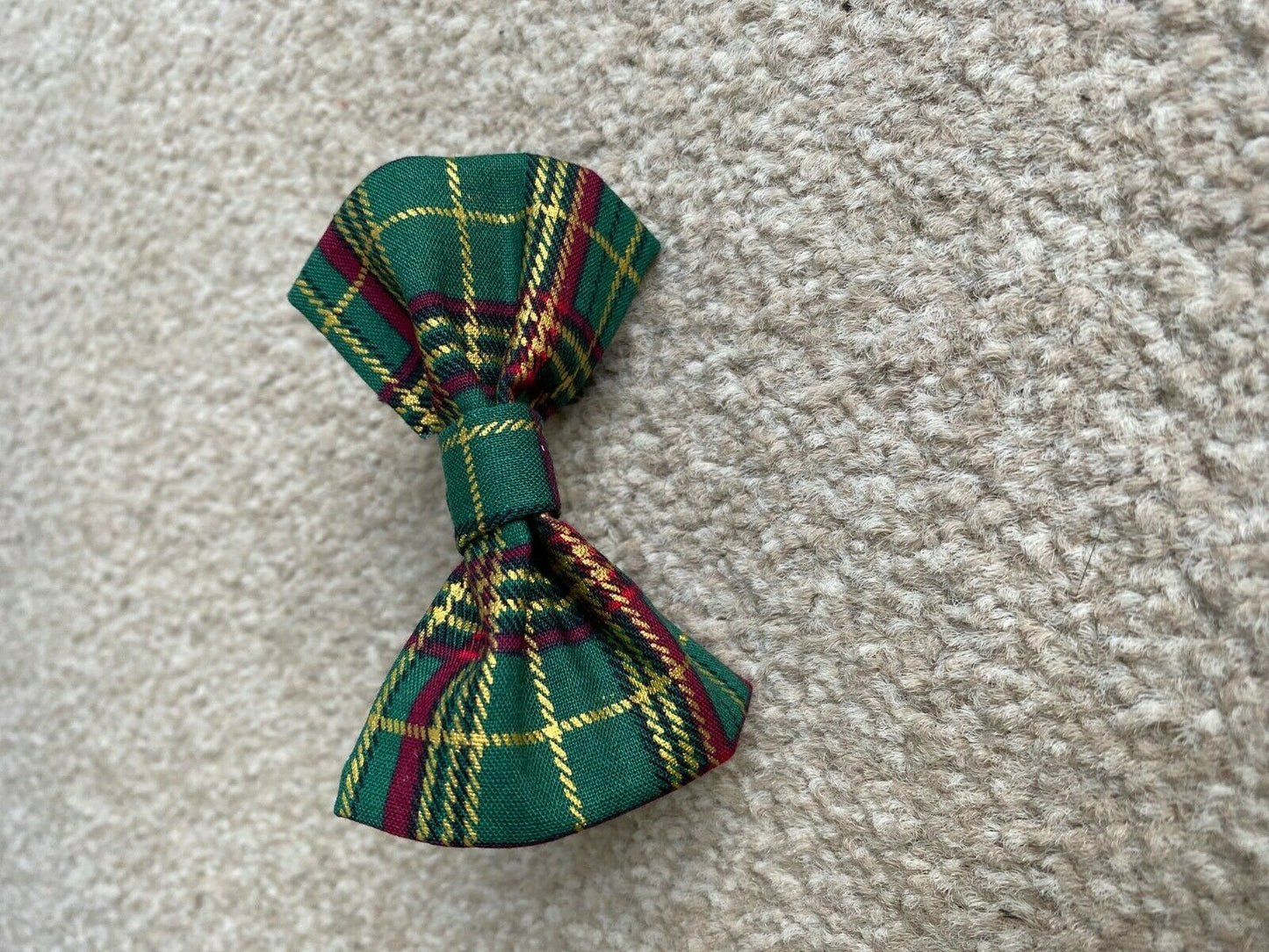 Tartan Bow Tie with Gold Metalic Stripes