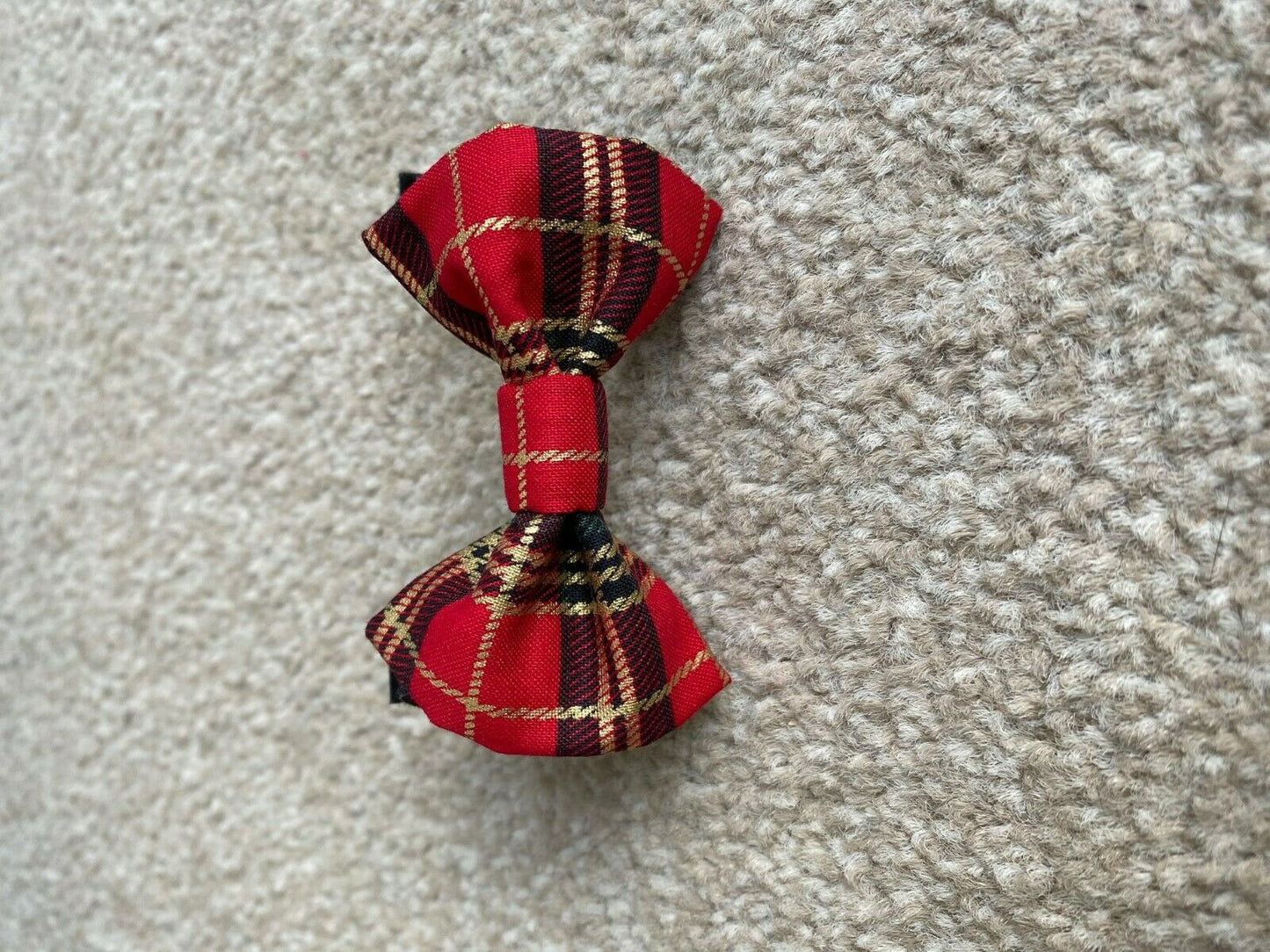 Tartan Bow Tie with Gold Metalic Stripes